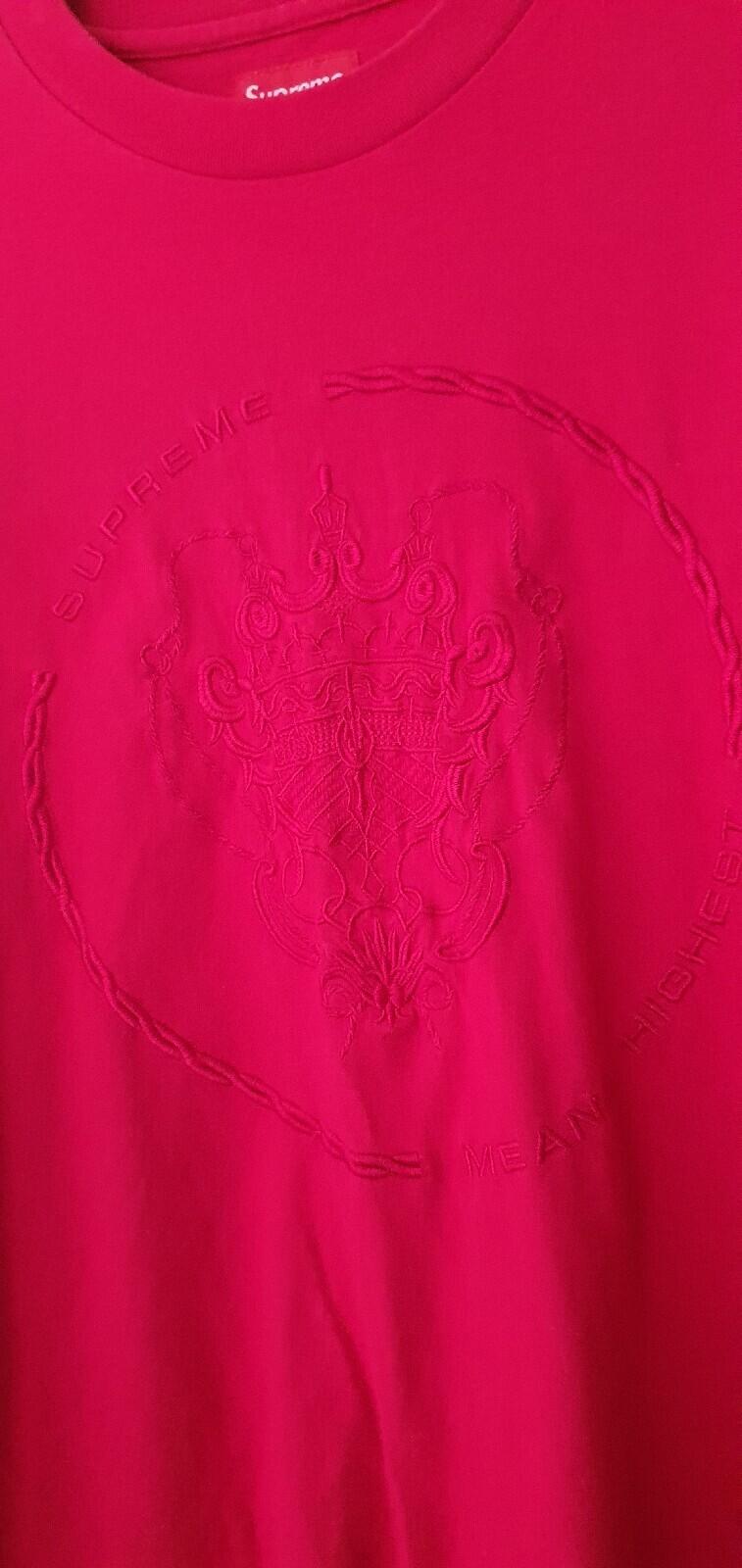 FW18 Supreme Crest L/S Top Medium Burgundy Long Sleeve Means Highest Embroidery