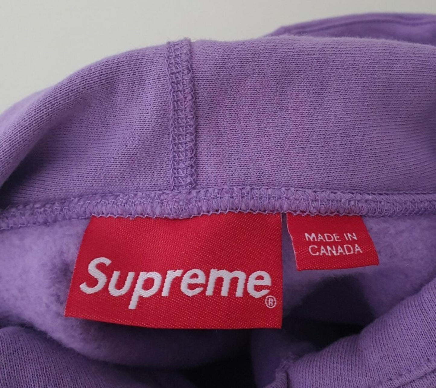 SS18 Supreme Sleeve Embroidery Hooded Sweatshirt Violet Size L
