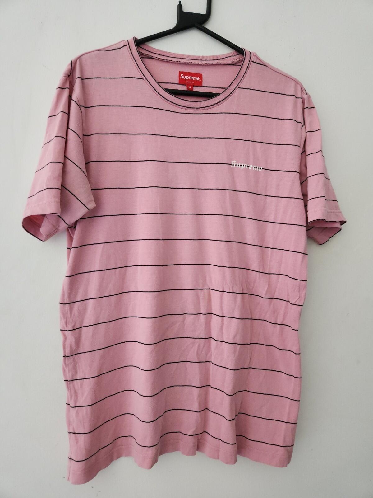 SS16 Supreme Pinstripe tee size M medium T-shirt pink