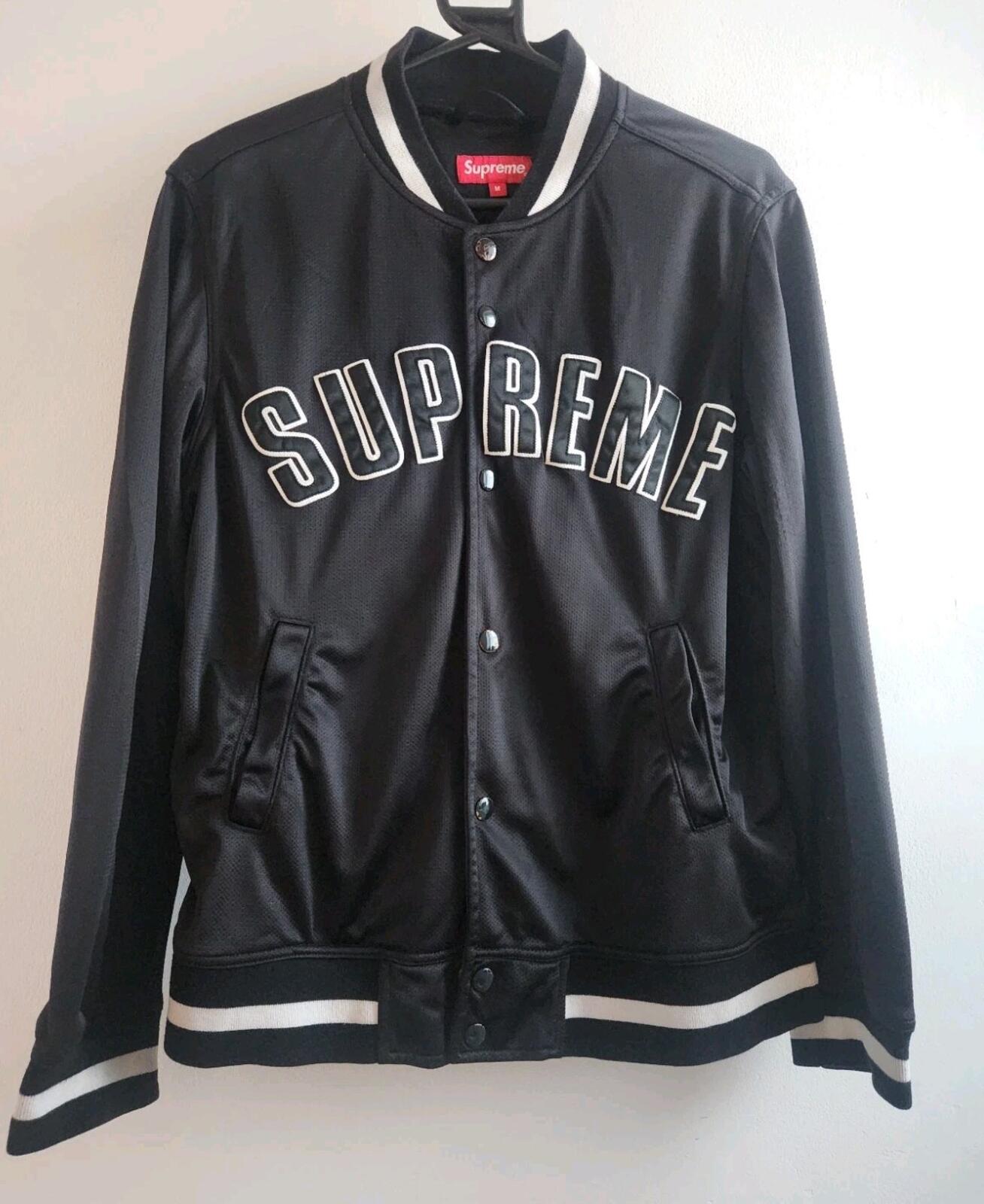 SS15 Supreme Mesh Nylon Varsity Jacket Black Size M
