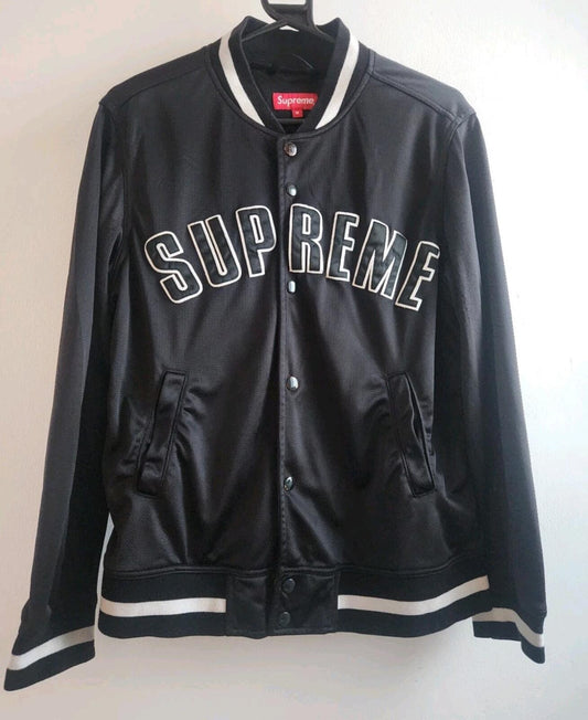 SS15 Supreme Mesh Nylon Varsity Jacket Black Size M
