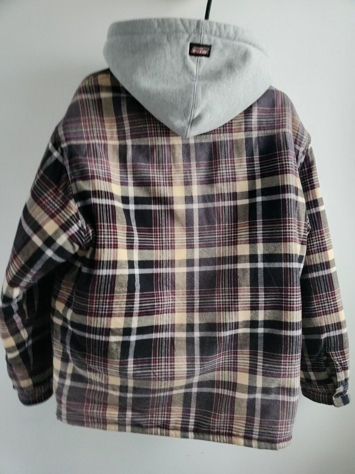FW23 Supreme Dickies Plaid Hooded Zip Up Shirt size M medium black top flannel