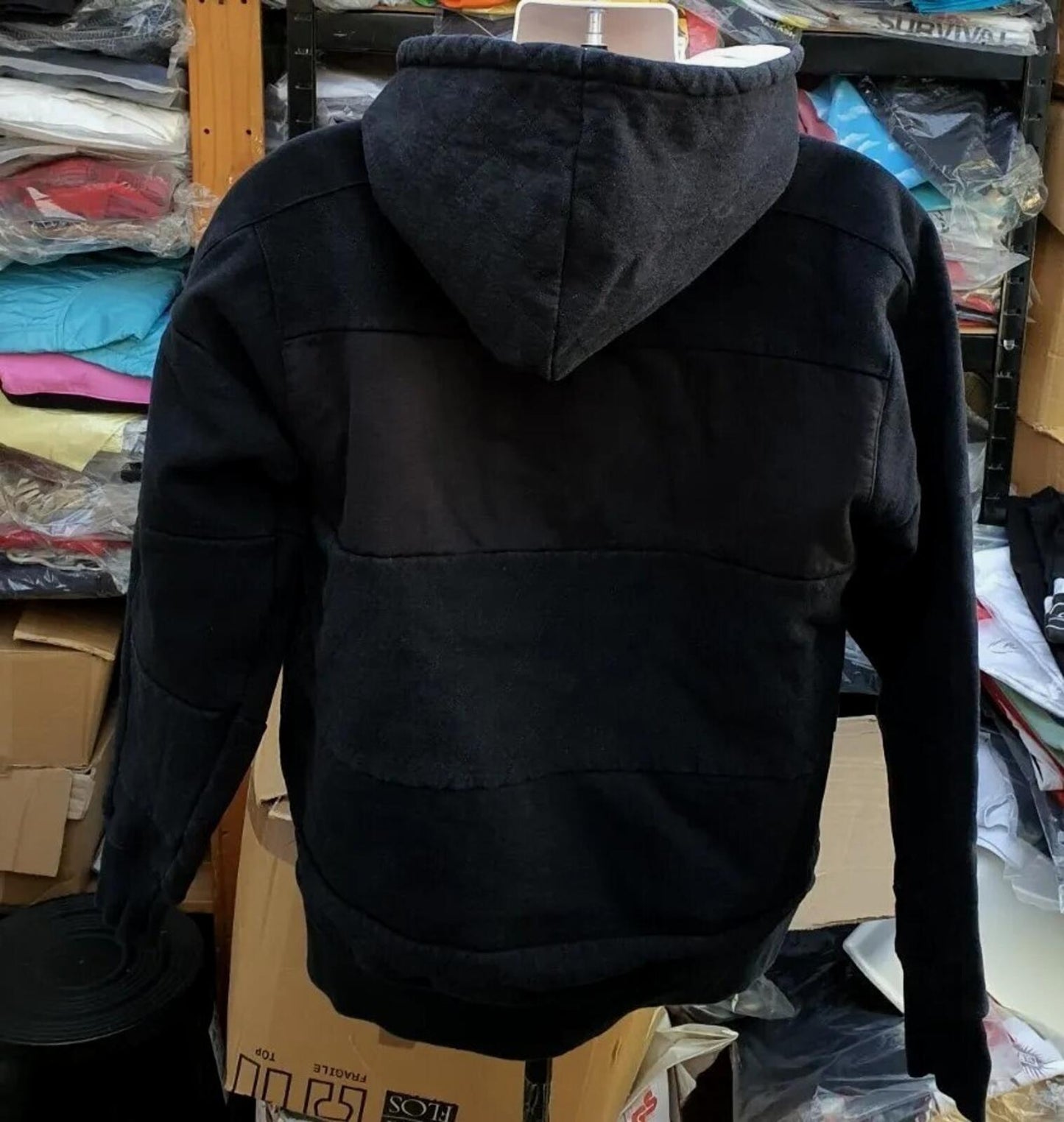 Supreme Vintage Hooded Jacket Heavyweight Paneled Sweatshirt Black Size XL