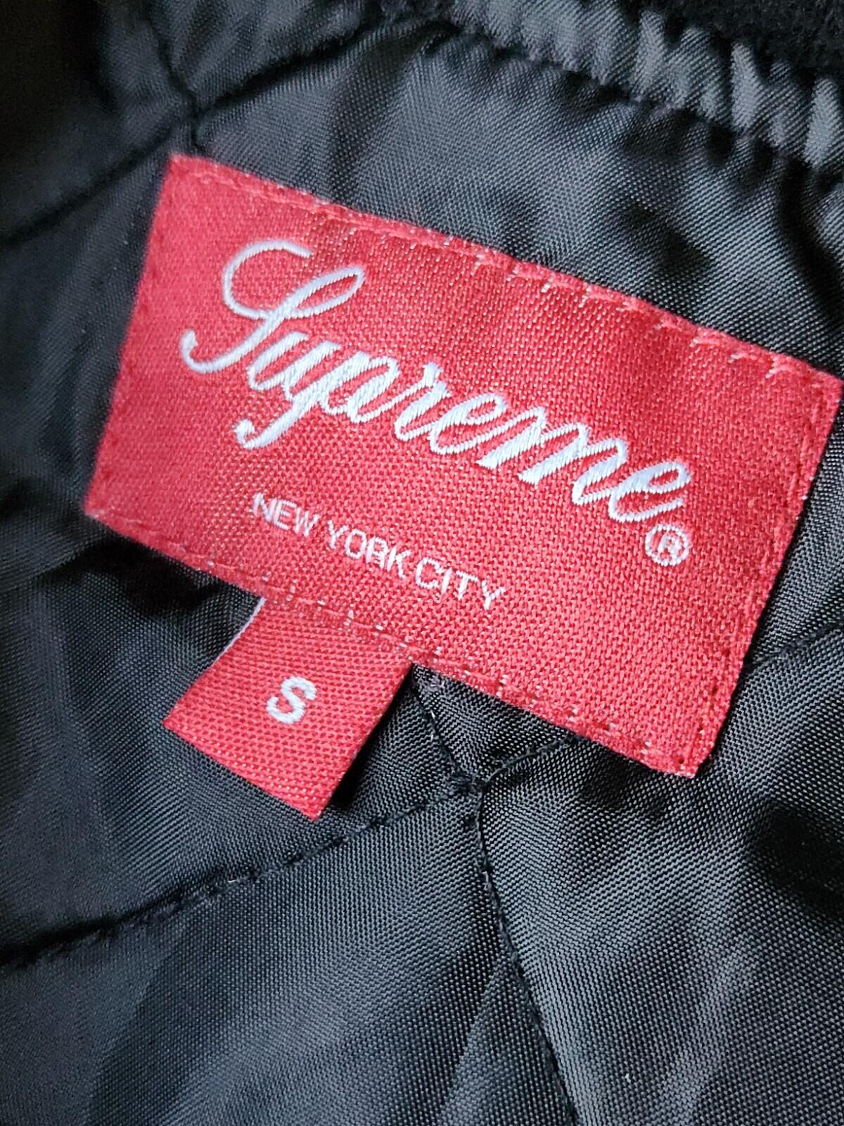 HW22 Supreme Fleece Hooded Denim Hemd S Small Schwarz gestepptes gesticktes Logo