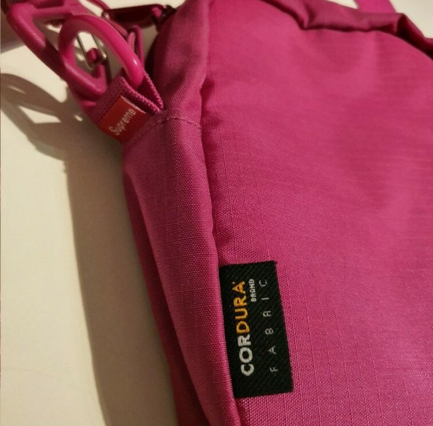 SS17 Supreme small shoulder bag magenta Cordura fabric