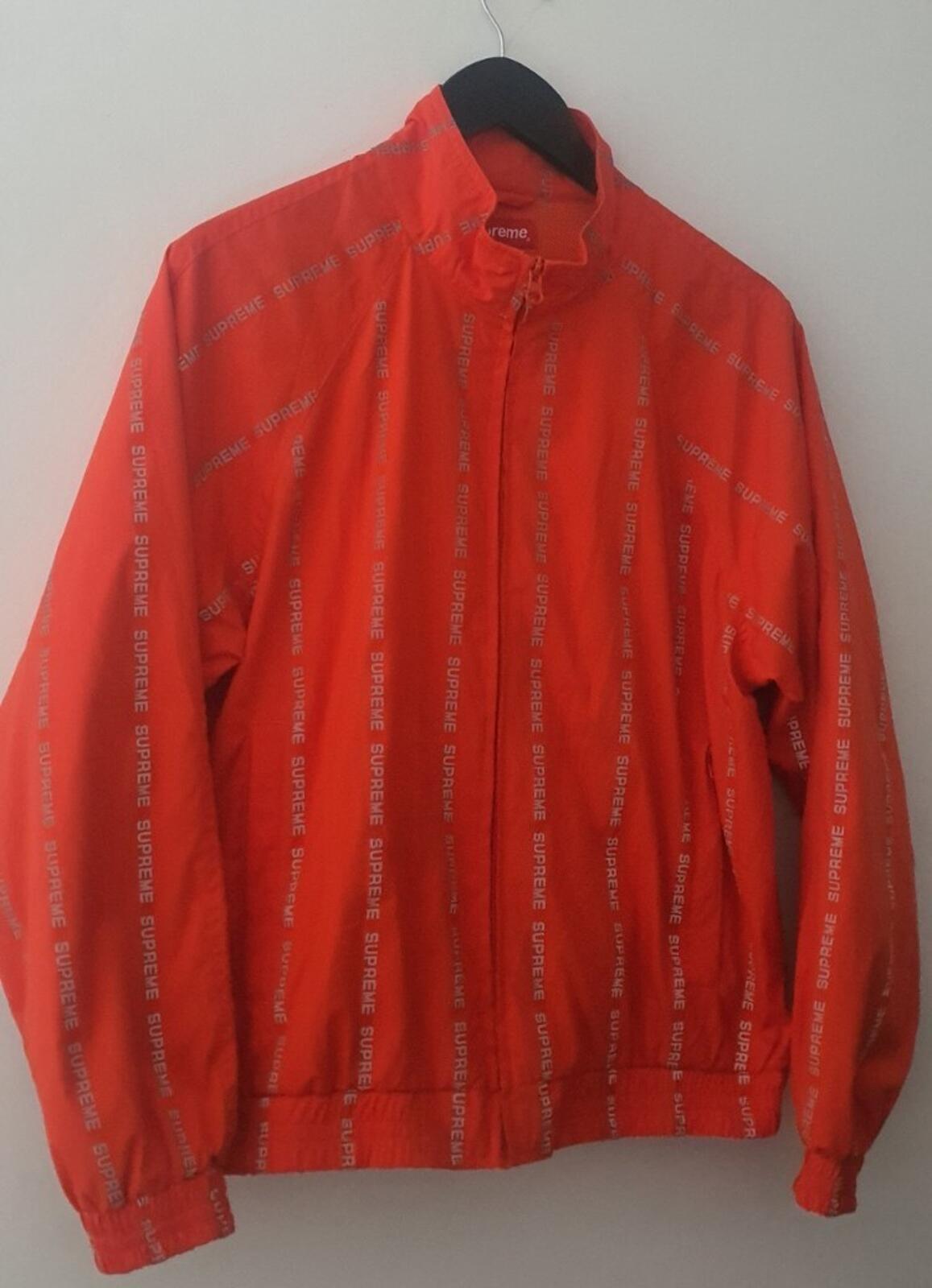 FW18 Supreme Reflective Text Track Jacket Naranja Talla S Resistente al agua