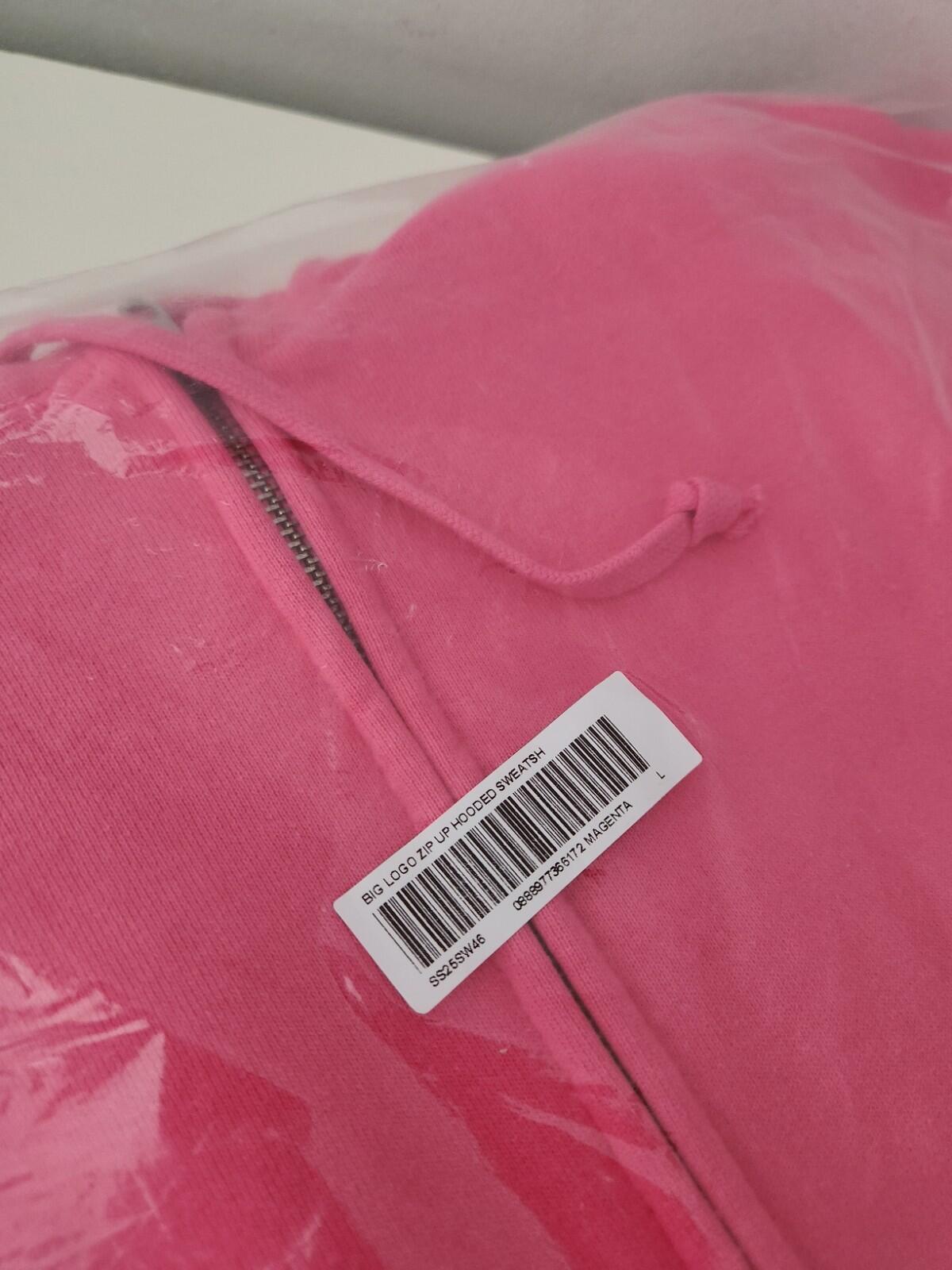 SS25 Supreme Big Logo Zip Up Hooded Sweatshirt Magenta Size L