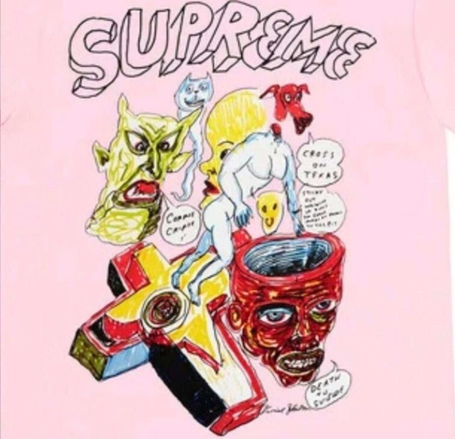 SS20 Supreme x Daniel Johnston tee Light pink T-shirt L large New and unopened