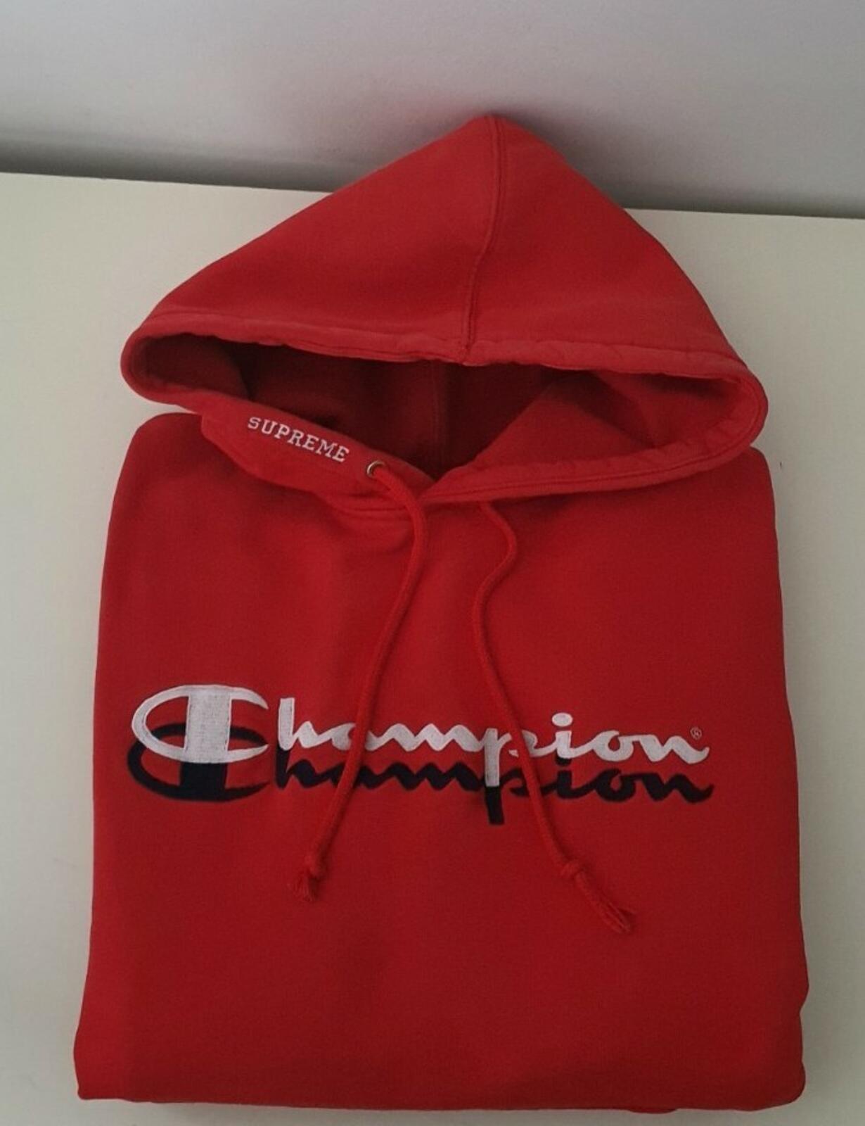 FW15 Supreme x Champion Hooded Sweatshirt Red Size M