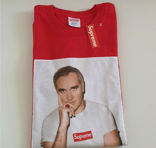Camiseta roja talla M mediana Supreme x Morrissey Photo Tee SS16 nueva con etiqueta