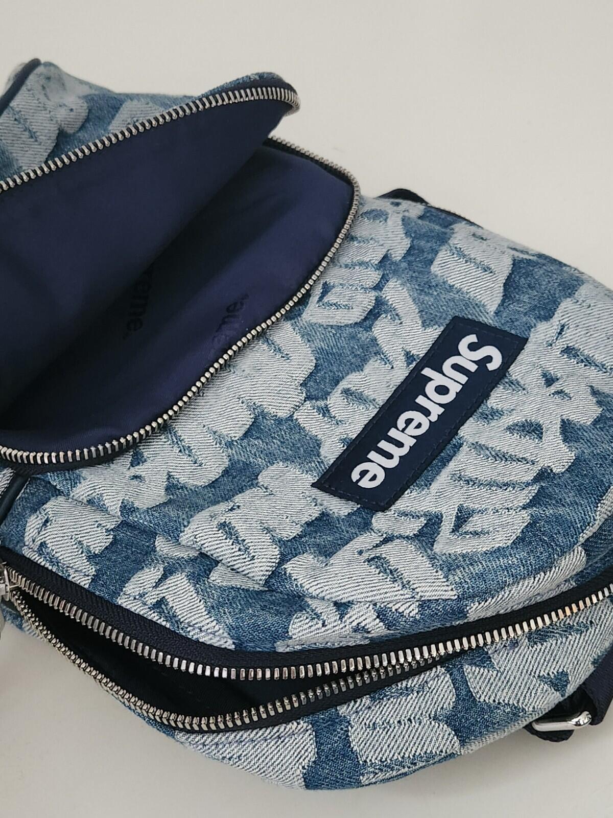 SS22 Supreme Fat Tip Jacquard Denim sling bag Blue Shoulder Bum 5L