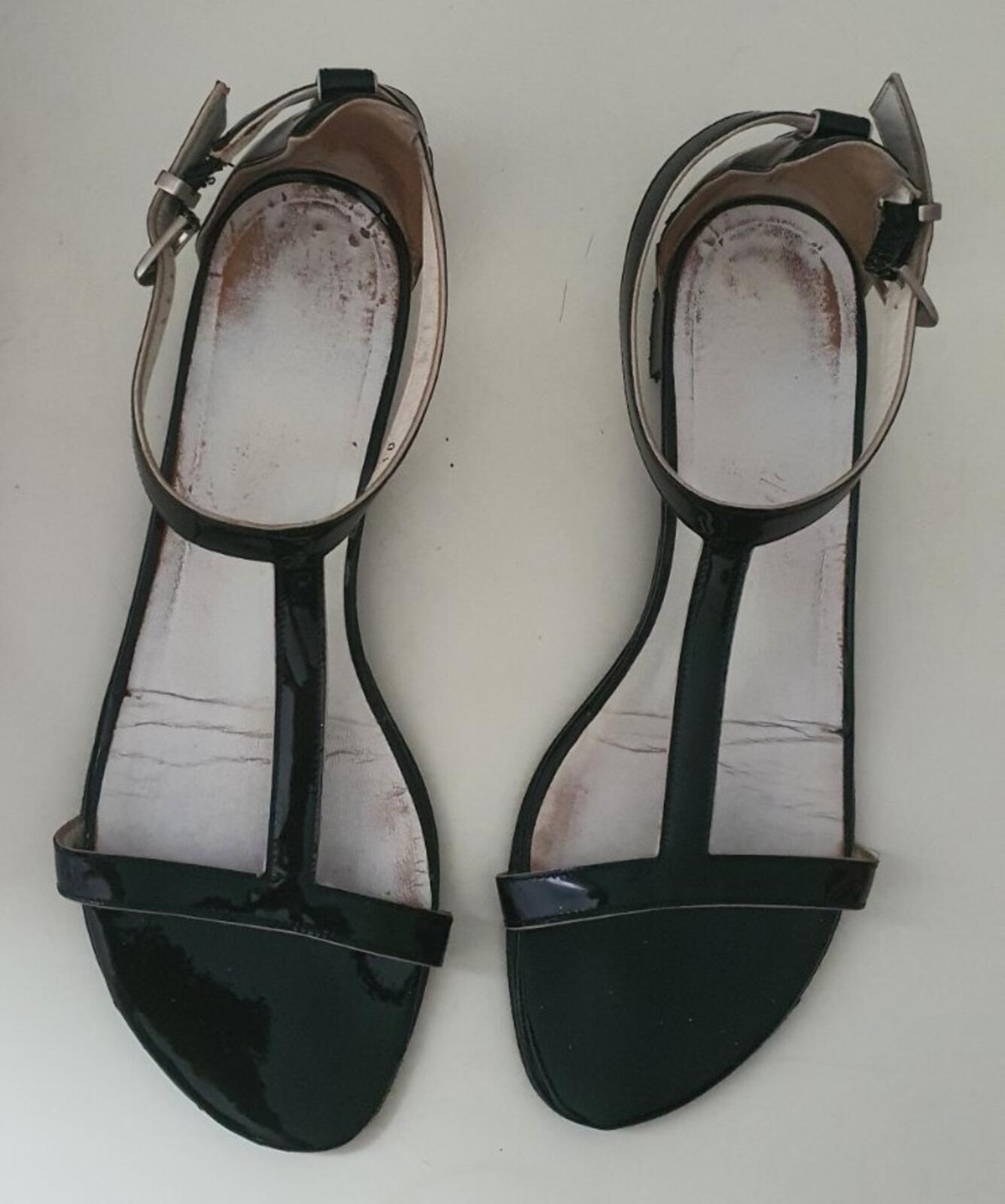 SALVATORE FERRAGAMO 7.5 B UK 5 EU 38 WOMENS BLACK SANDALS Slim Made in Italy