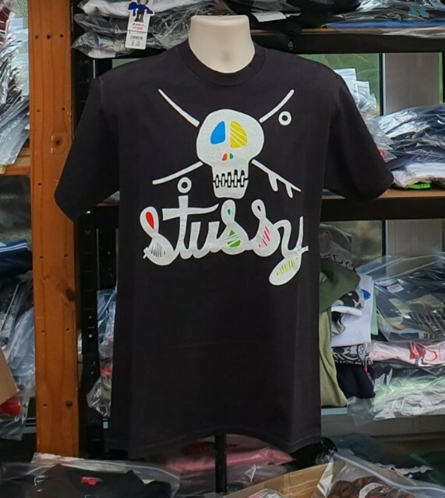 STUSSY Skull black Tee size M medium T-shirt Rare