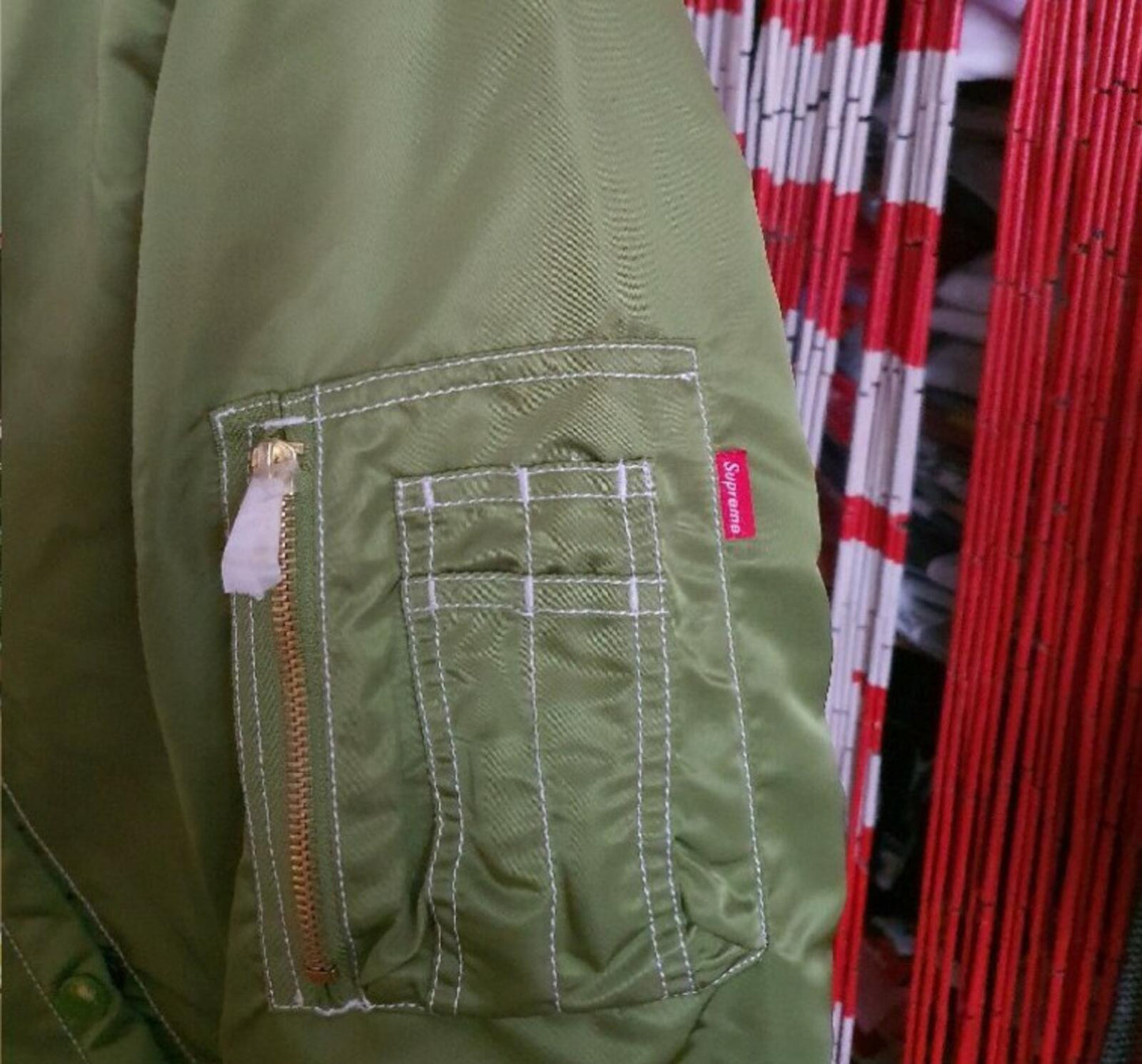 SS17 Supreme Contrast Stitch Reversible MA-1 Jacket Green Zebra Size M