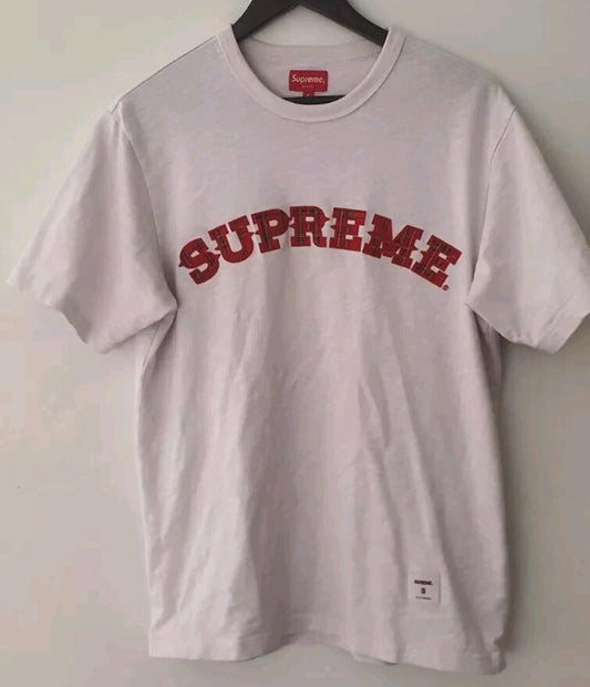 FW20 Supreme Plaid Appliqué S/S Top S Small T-shirt White Tee