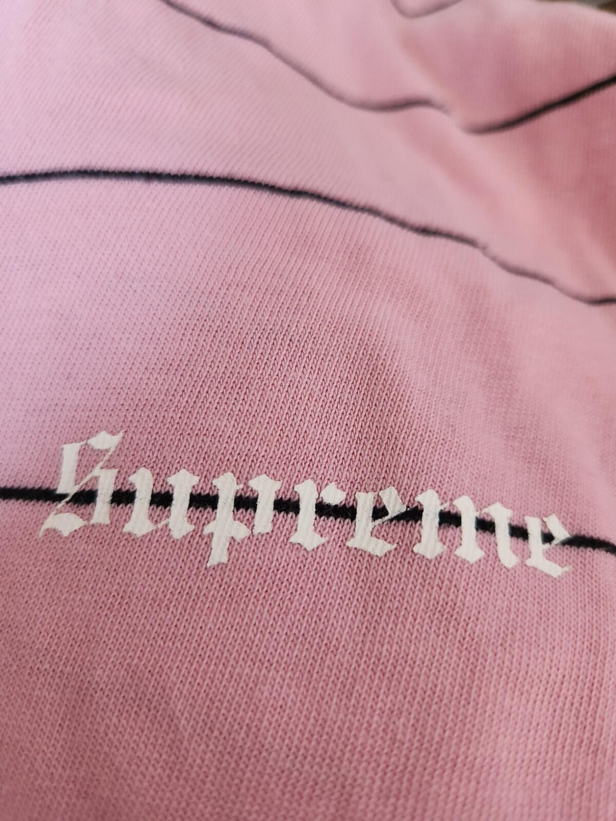 SS16 Supreme Pinstripe tee size M medium T-shirt pink