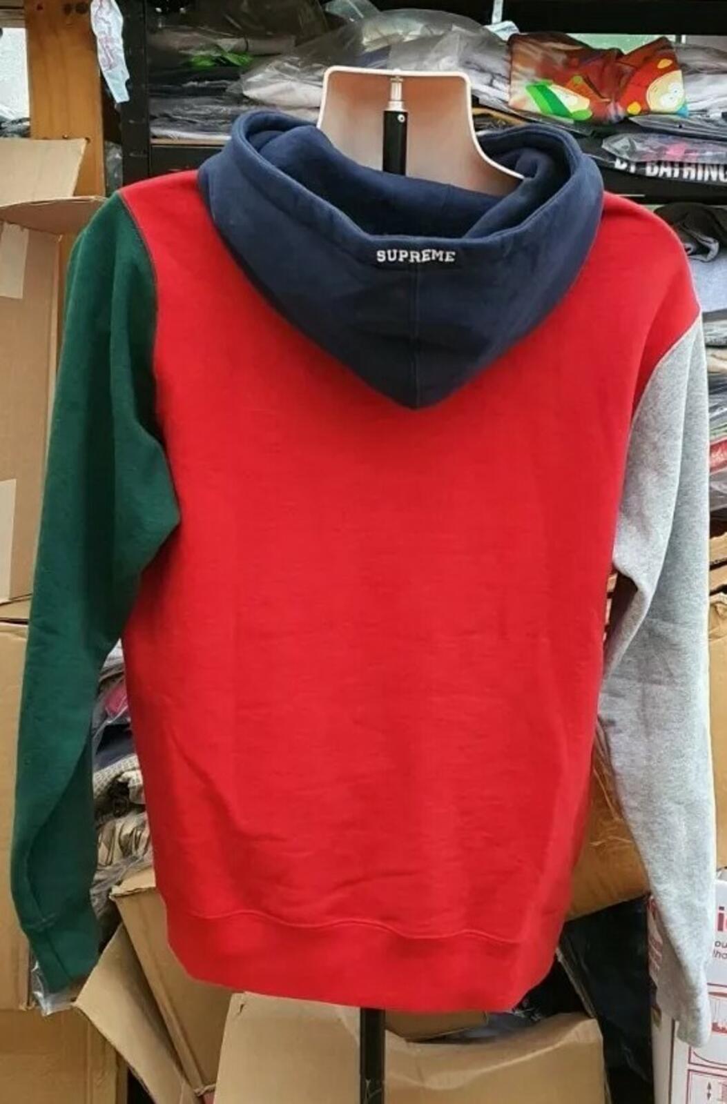 SS19 Supreme S Logo Colorblocked Hooded Sweatshirtgröße XL roter Hoodie