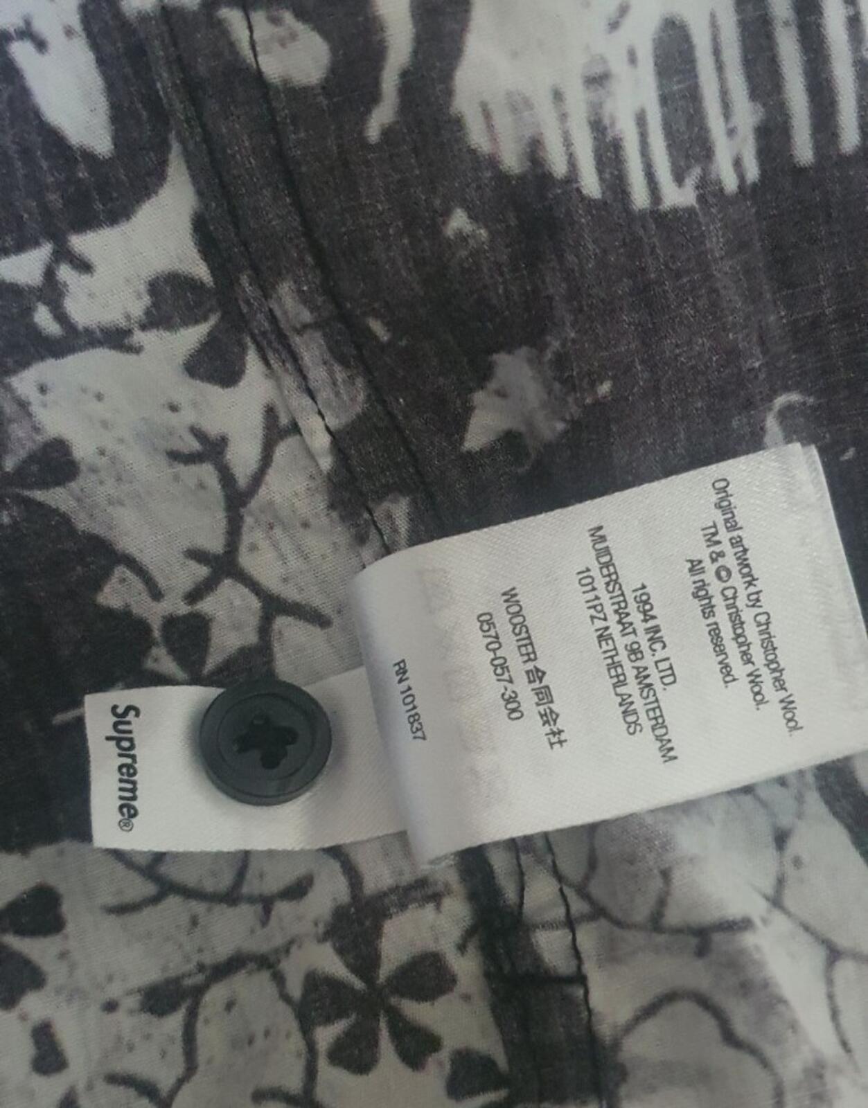 FW21 Supreme x Christopher Wool S/S Hemd Größe S klein schwarz Knopfleiste