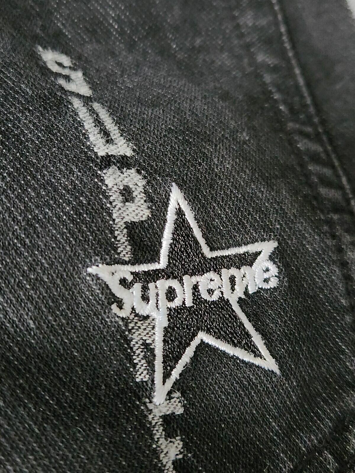 FW20 Supreme Logo Stripe Jacquard Regular Jeans size 32 Black Jean Trousers