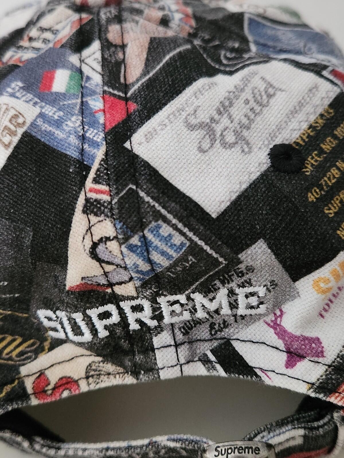 SS21 Supreme Labels 6-panel Black Cap Canvas Hat