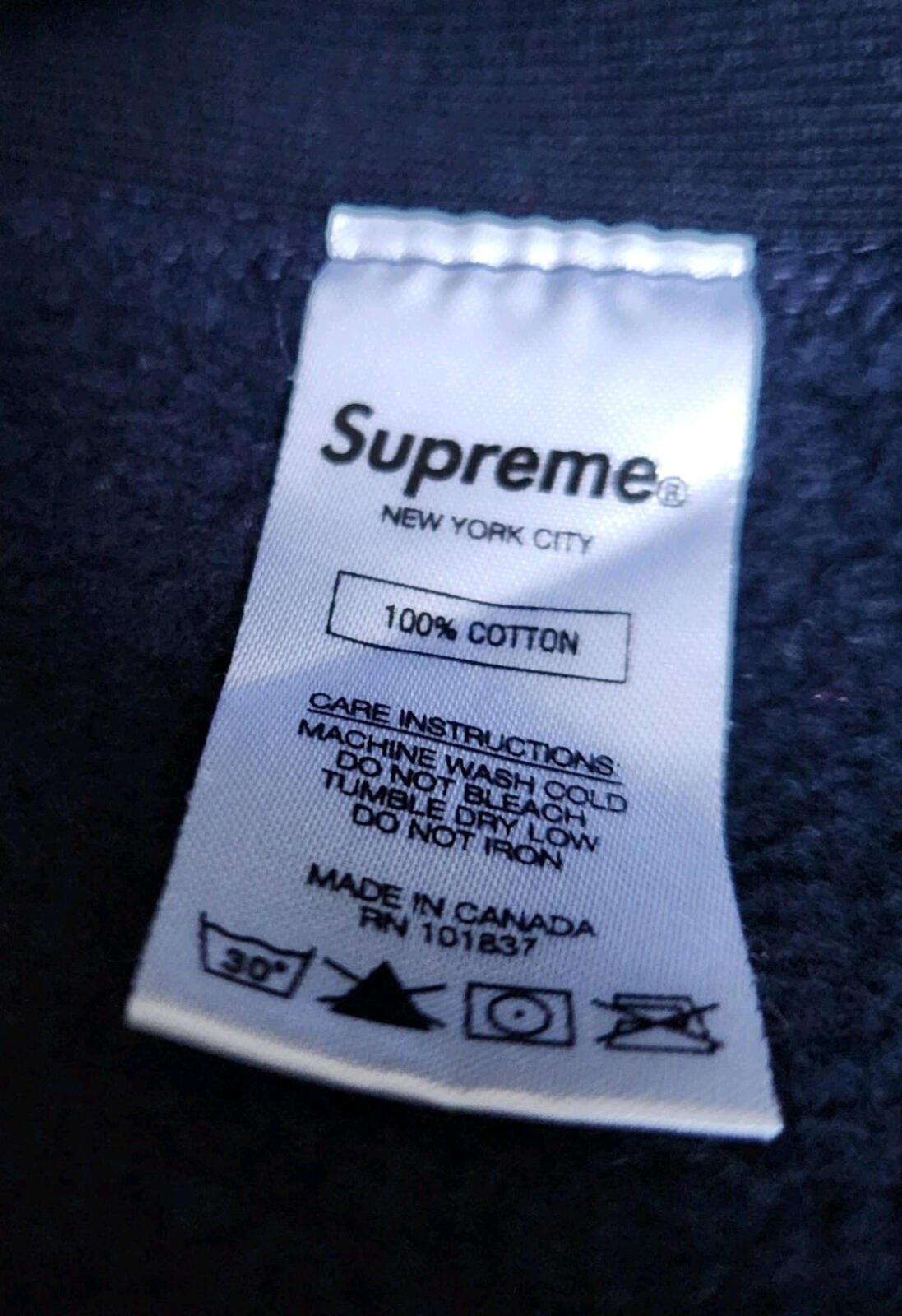 SS17 Supreme Sleeve Patch Hooded Sweatshirt Navy Size M