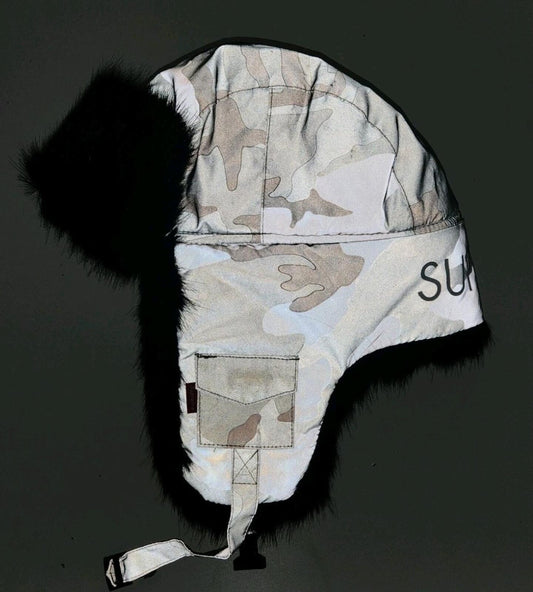 FW18 Supreme Reflective Trooper Winter Hat Snow Camo