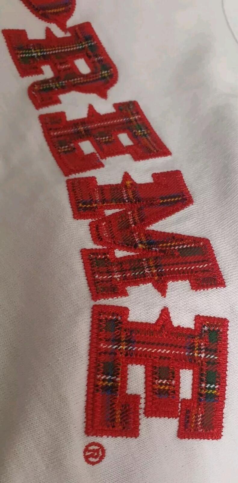 FW20 Supreme Plaid Appliqué S/S Top S Small T-shirt White Tee