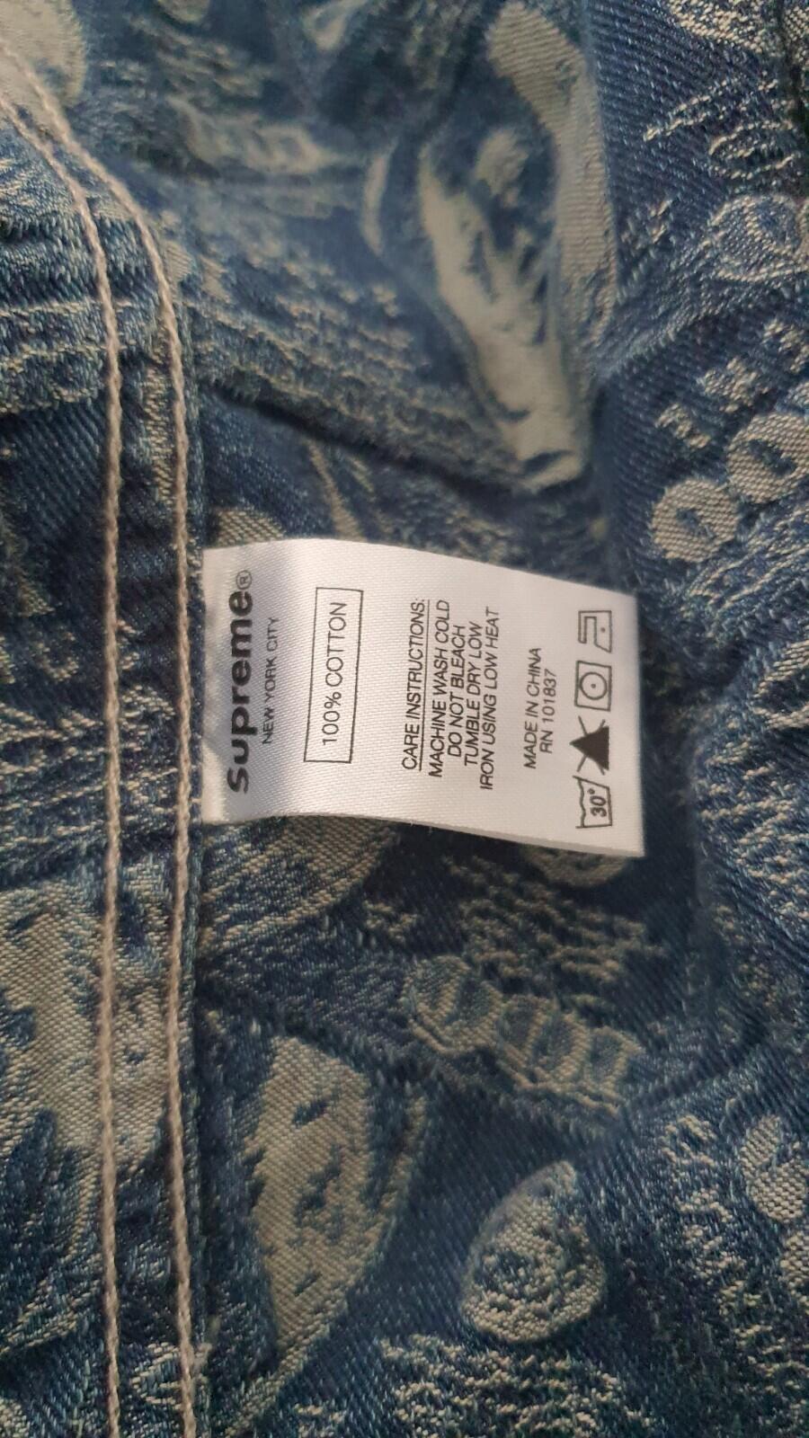 FW17 Supreme 100 Dollar Bill Denim Trucker Jacket Blue Größe MBenjamin Franklin