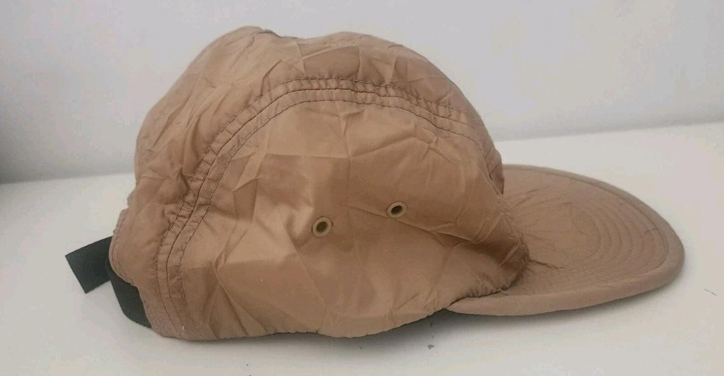 FW15 Supreme Wrinkled Nylon Soft Bill Camp Cap Hat Red Box logo Vintage 2015 Tan
