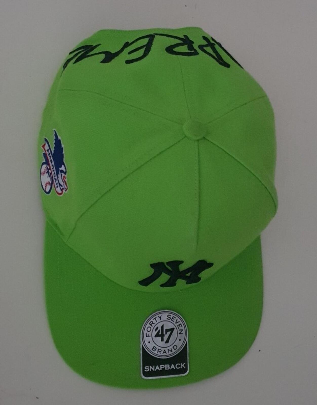 SS15 Supreme x Yankees x 47 brand lime green 5-panel cap Rare Baseball Hat