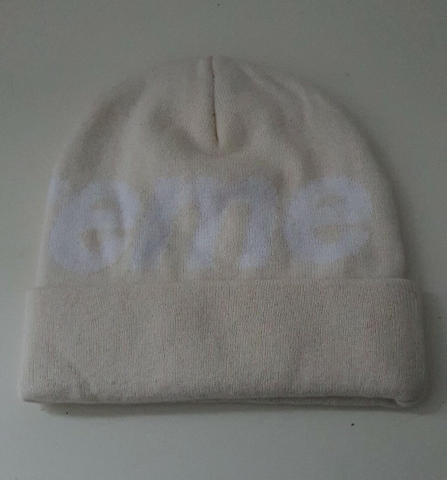 FW17 Supreme Big Logo Off White Beanie natural cotton cashmere