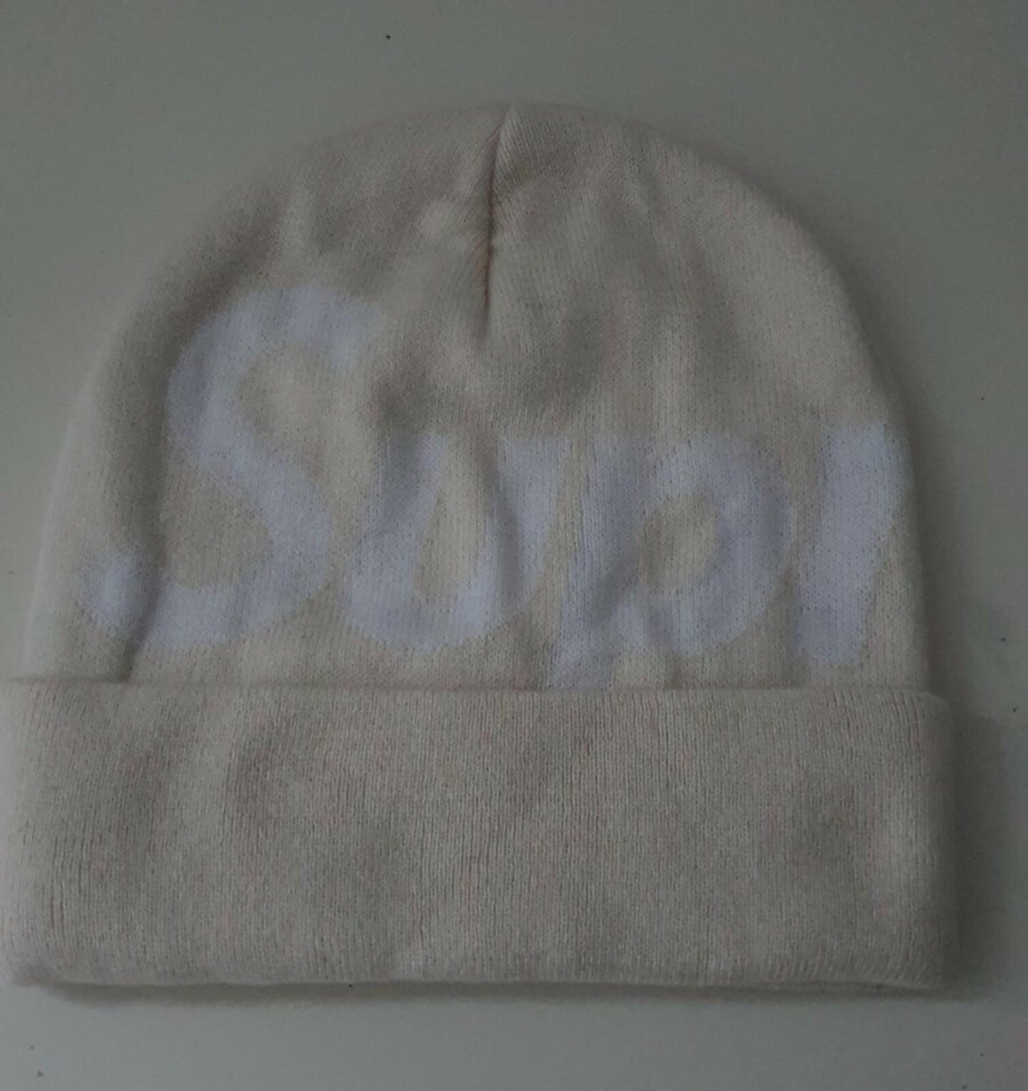 FW17 Supreme Big Logo Off White Beanie natural cotton cashmere