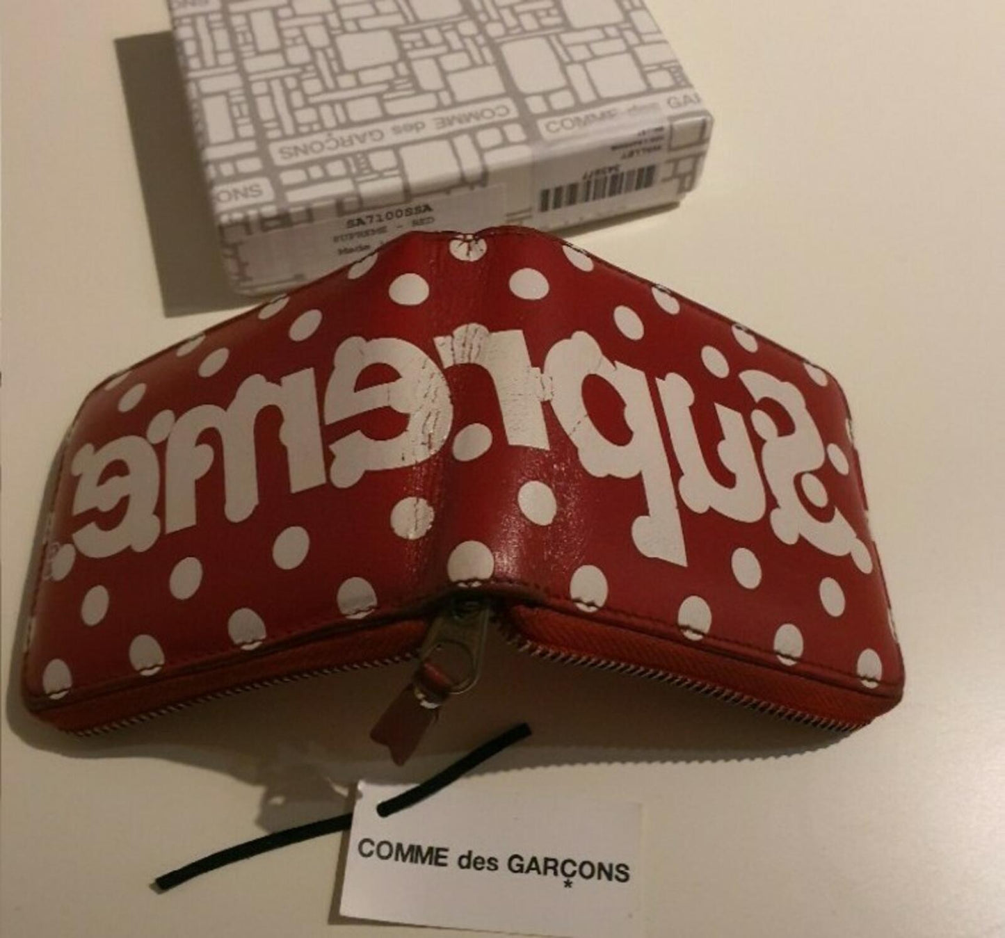 SS14 Supreme x Comme Des Garcons Polka dot wallet red CDG Rare Vintage Accessory