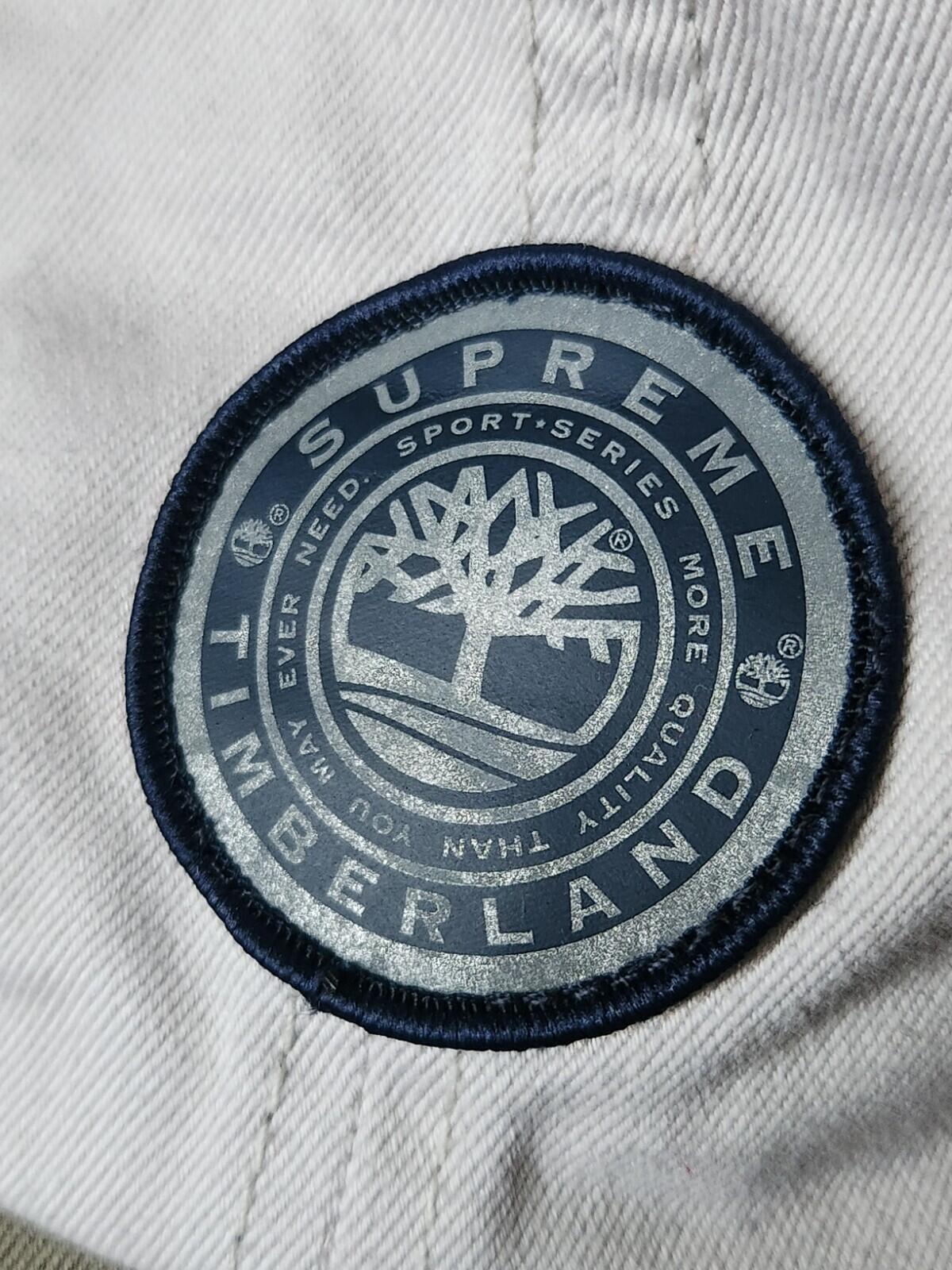 FW21 Supreme x Timberland 6-Panel  White cap Beige hat 3M Reflective Logo