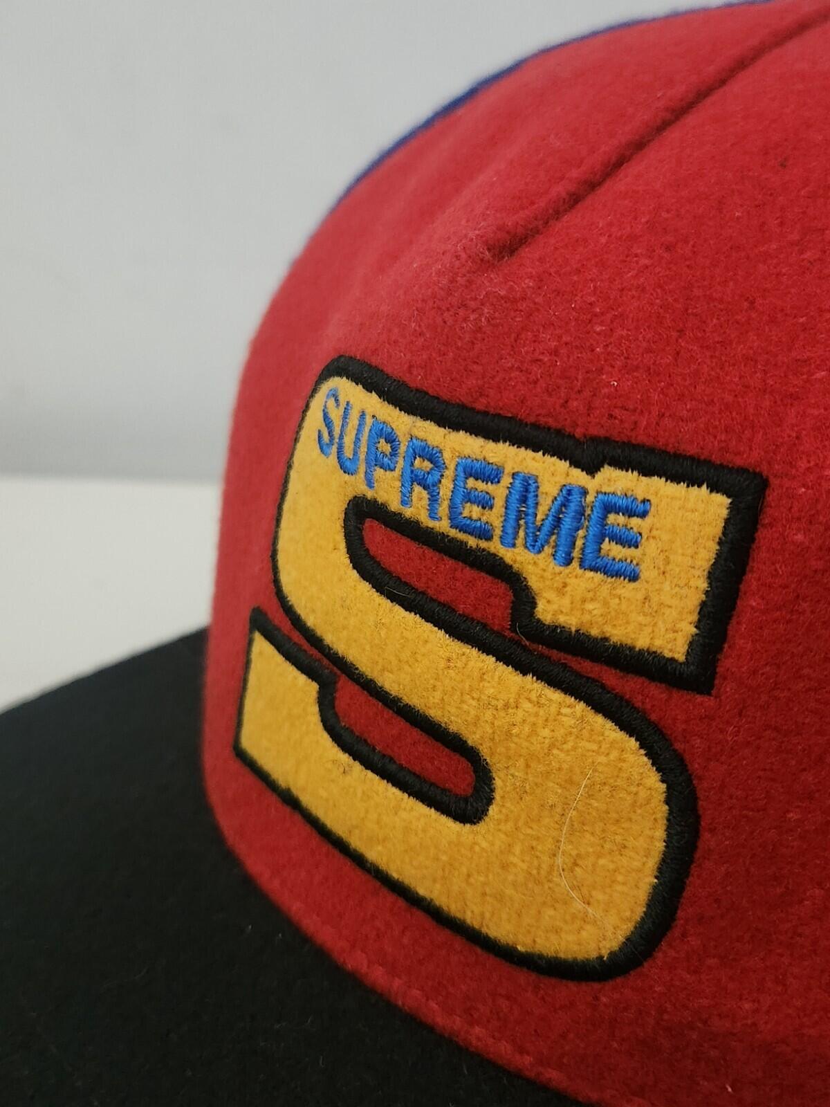 FW15 Supreme Milano Filz 5-Panel Cap Schwarz Blau Rot Wollmütze Selten 2015 S Logo