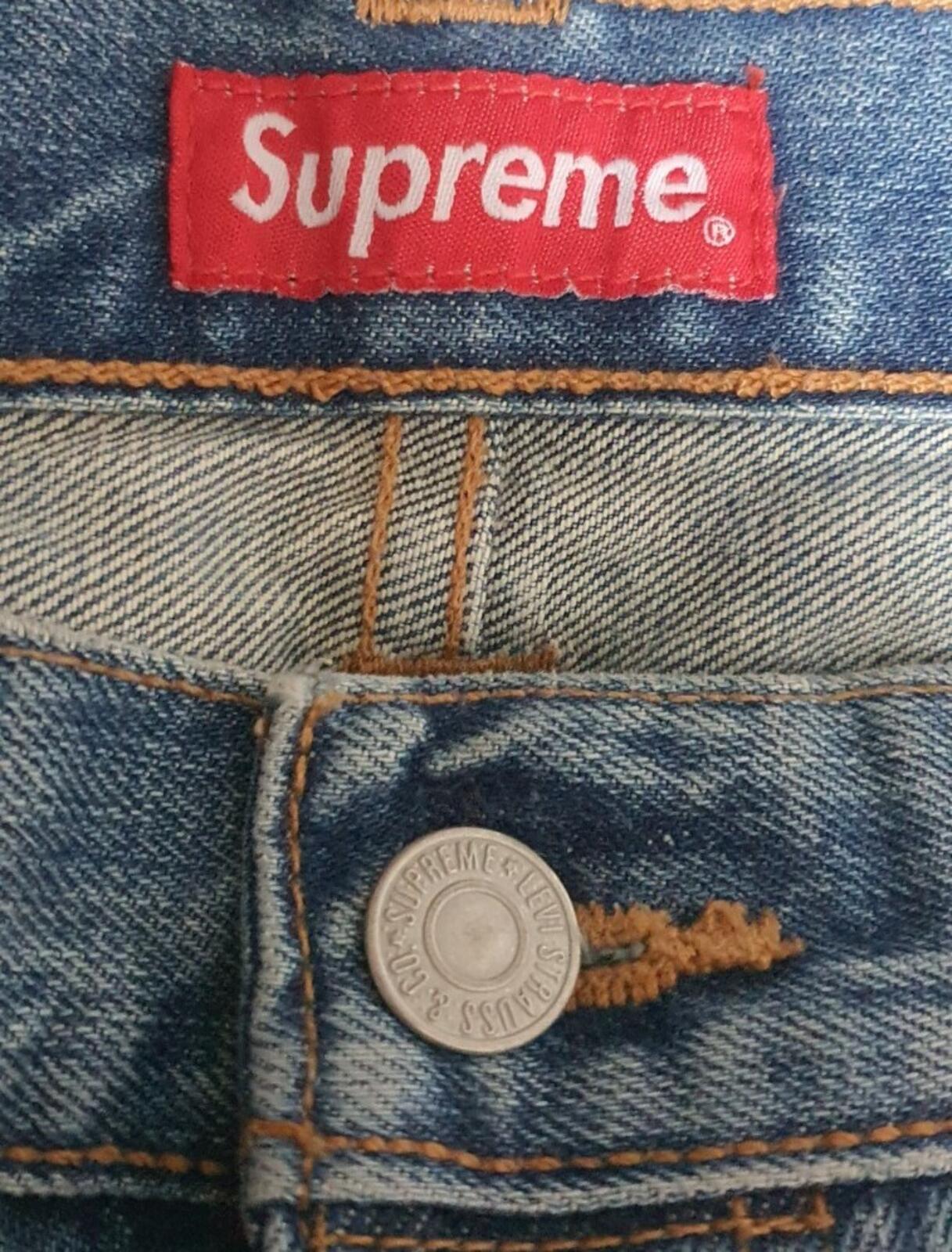 FW14 Supreme Levis Custom Fit 501 jeans 34 W34 L32 Levi's Blue Denim Checker