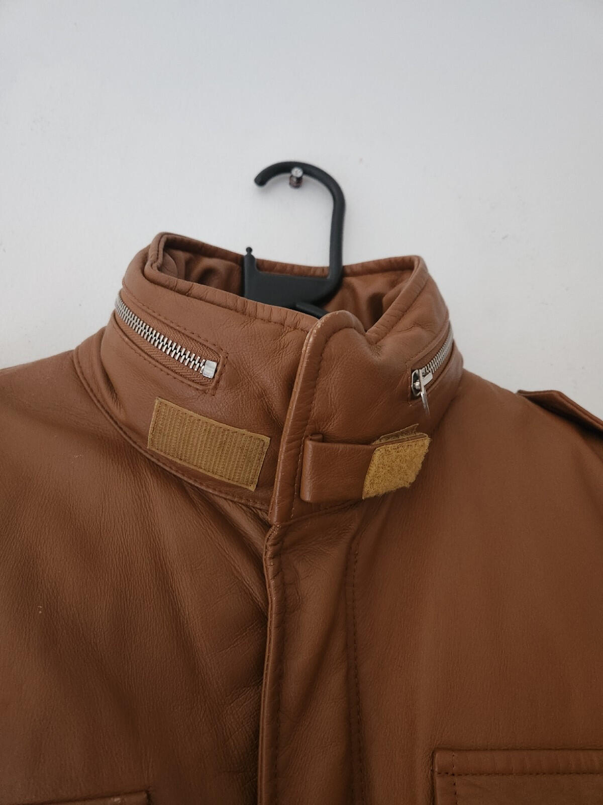 A BATHING APE Leather 90's M-65 jacket Brown Vintage Bape Cowhide Size L Large