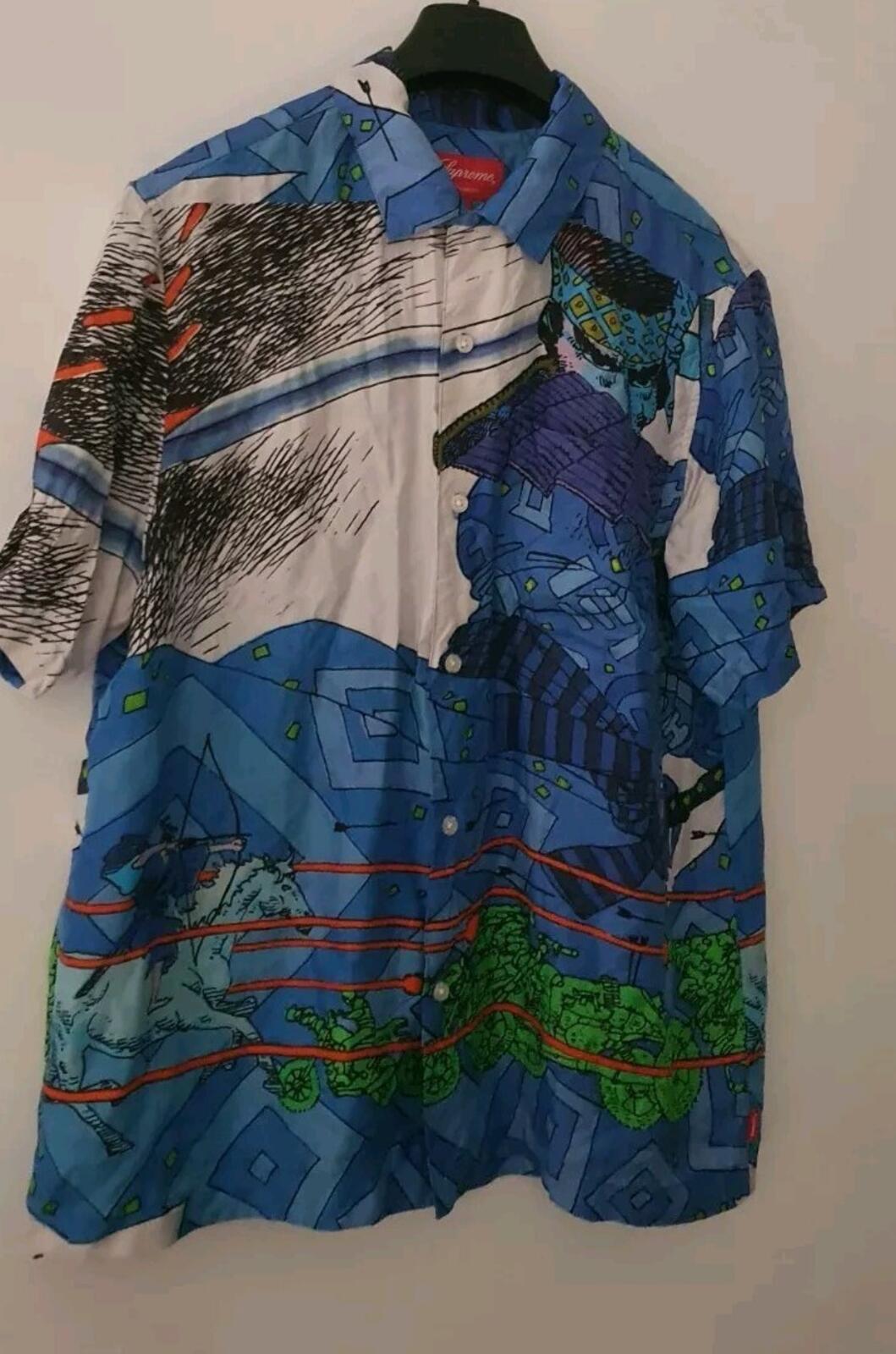 SS23 Supreme Ronin Silk S/S Shirt Blue Size M medium short sleeve