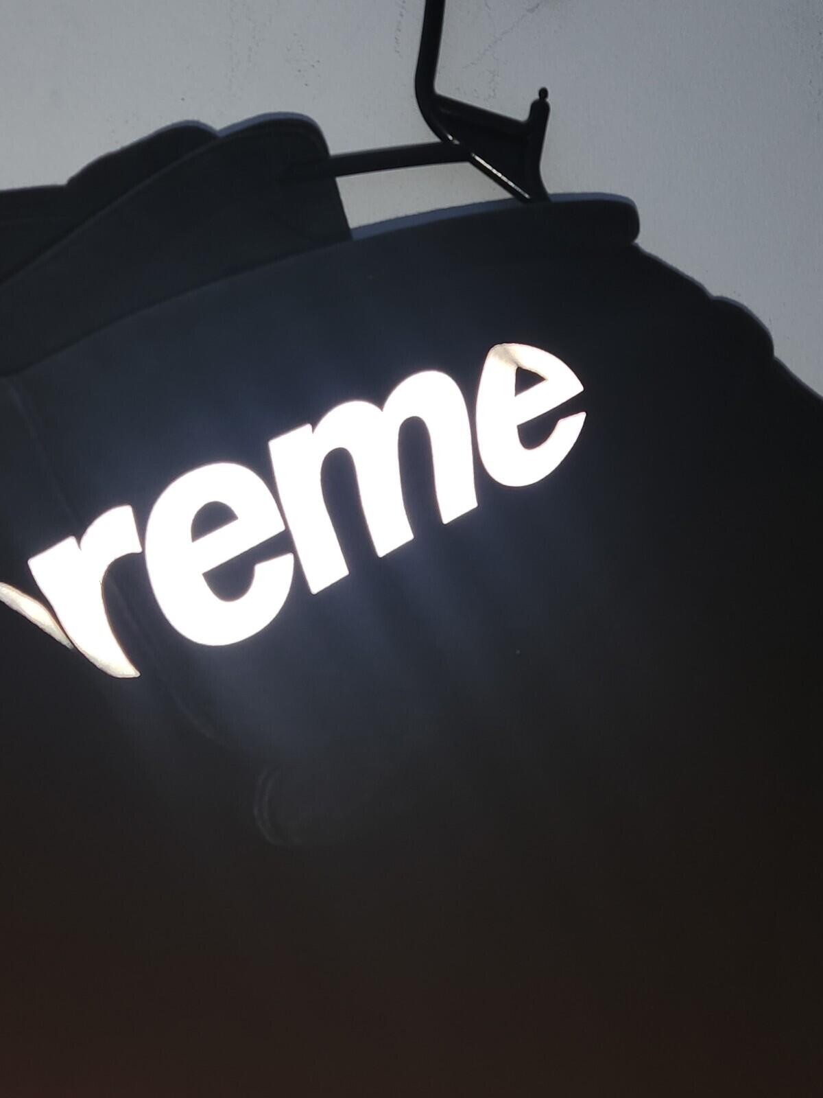 FW14 Supreme Reflective Logo Thermal Zip Up sweatshirt L Large Hoodie Black