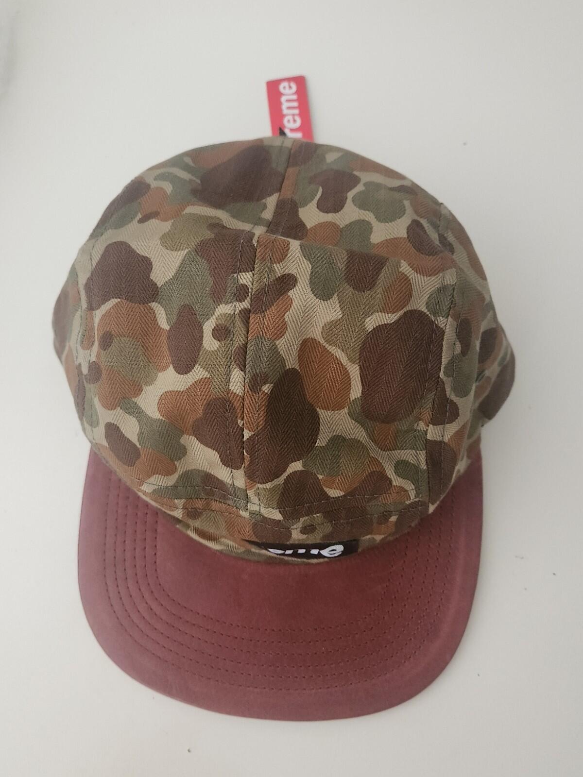 SS12 Supreme Camo Leder Camp Cap Hut Leder Box Logo Neu Ente Tarnung