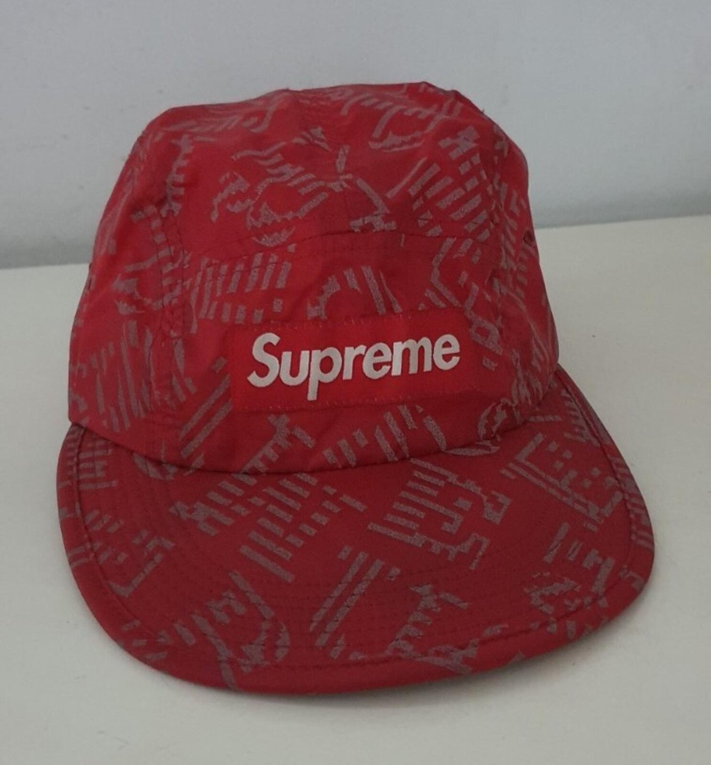 SS15 Supreme Reflective Soft Bill camp cap box logo red hat