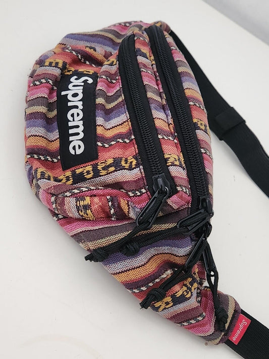 SS20 Supreme Woven Stripe Waist Bag Multicolour