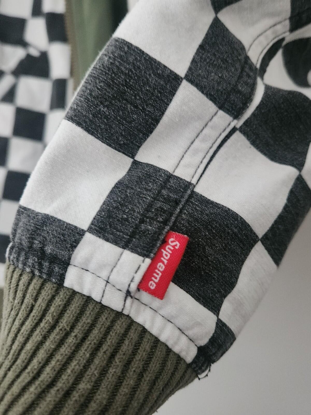 SS16 Supreme Reversible Checkered MA-1 jacket green bomber size M medium satin