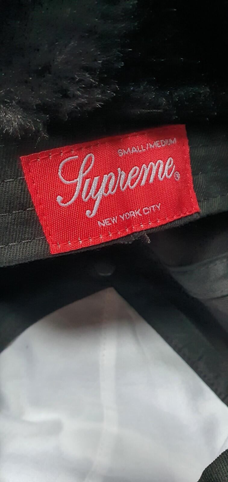 FW19 Supreme Earflap 6-Panel Kappe Schwarz Mütze Größe S/M Adler Neu