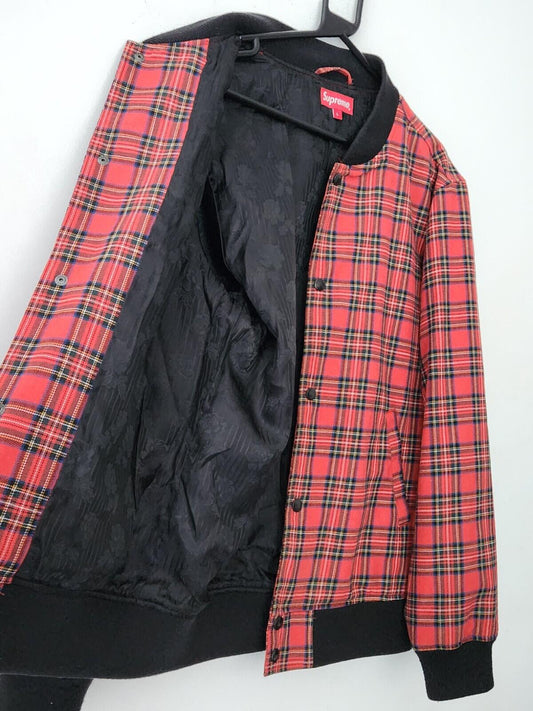 Chaqueta de bombardero a cuadros Supreme FW13 roja talla L