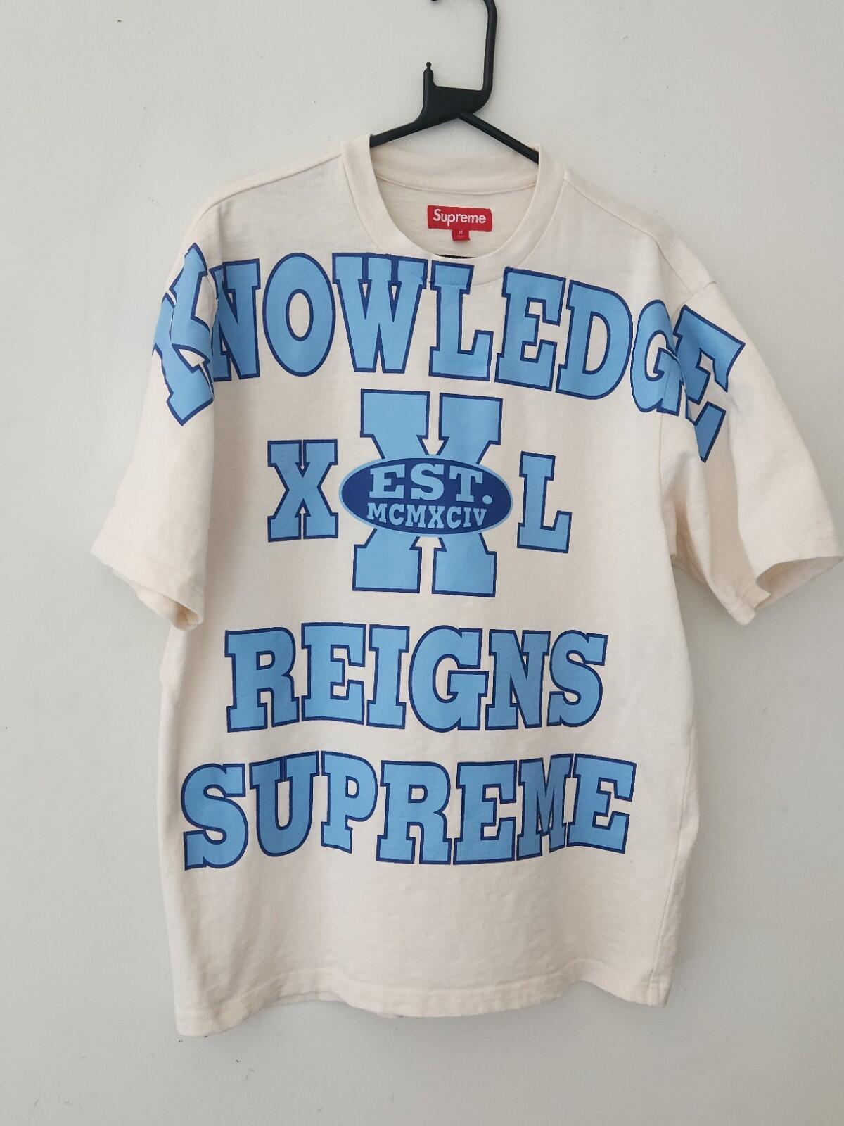 SS24 Supreme Overprint Knowledge S/S Top Cream Tee Size M Medium T-shirt Natural