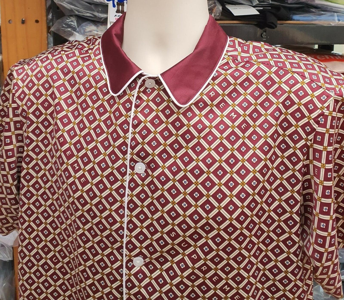 SS20 Supreme Satin Pajama Top Pyjama Burgundy Size S