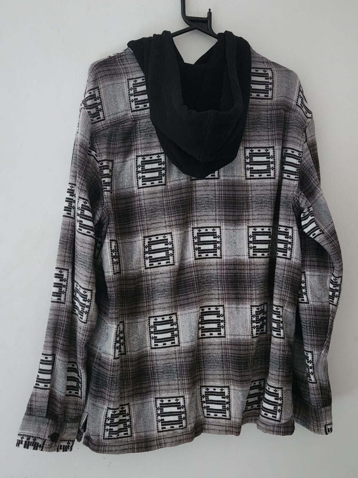 FW20 Supreme Hooded Shadow Plaid Hemd Schwarz Größe L