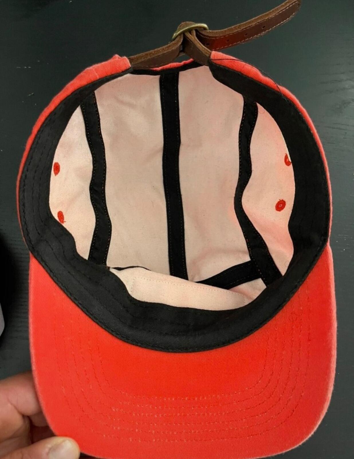 FW23 Supreme Washed Chino Twill Camp Cap Red Hat Leather Strap