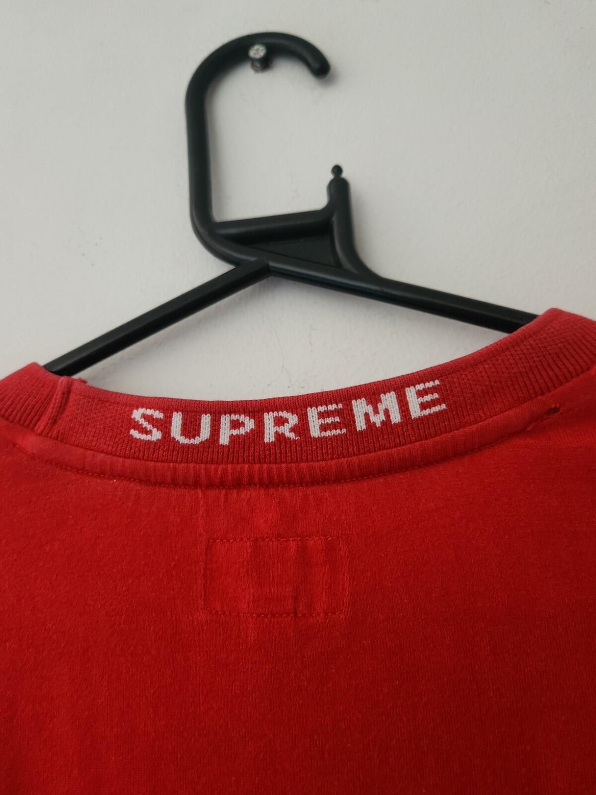 FW14 Supreme Logo Rib L/S Tee Size M Medium Jumper Crewneck Red Vintage 2014